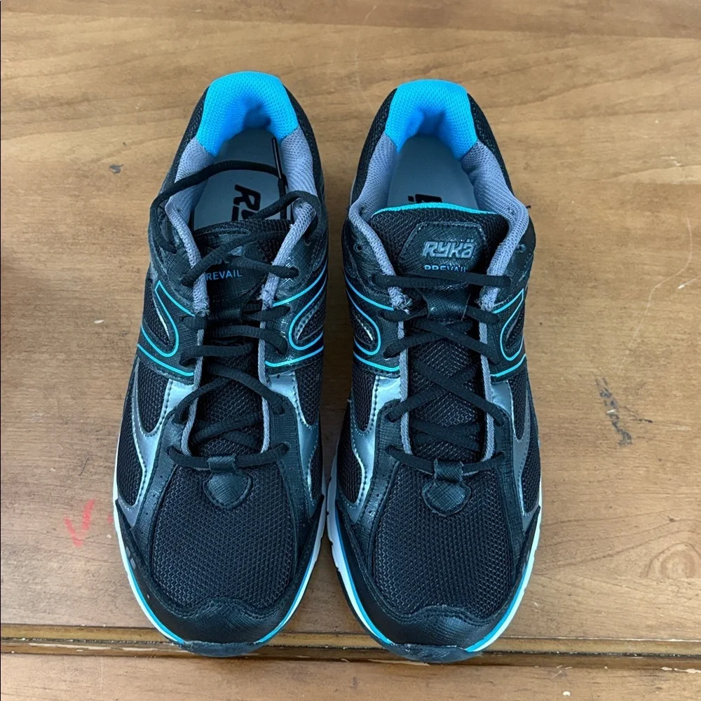 Ryka New Prevail Walking Running Women's Black and Teal Athletic Shoes Size 8.5